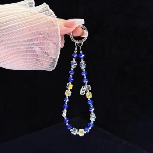 

Alloy Zhaofu Crystal Beaded Phone Chain(Blue)