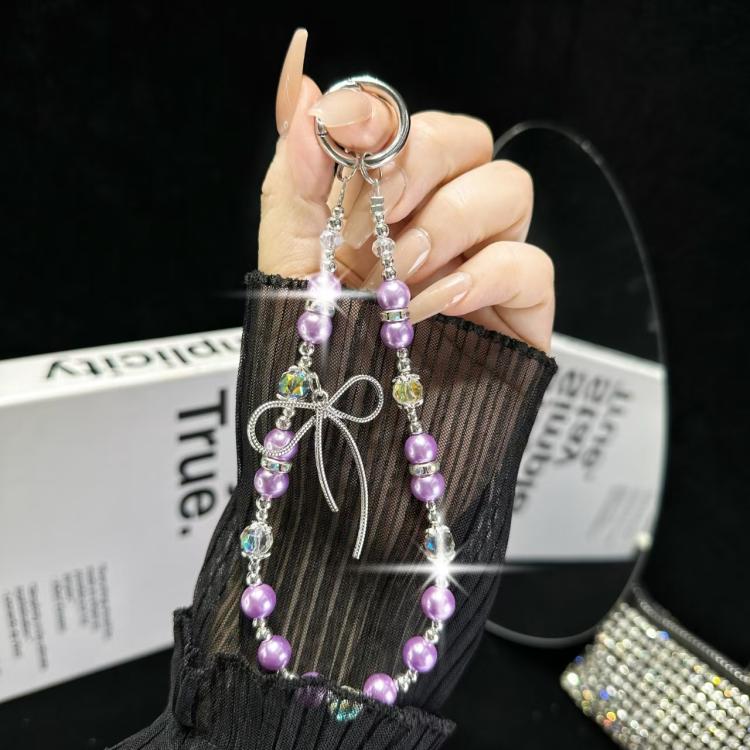 

Red Beads White Pearl Butterfly Pendant Phone Chain(Purple)