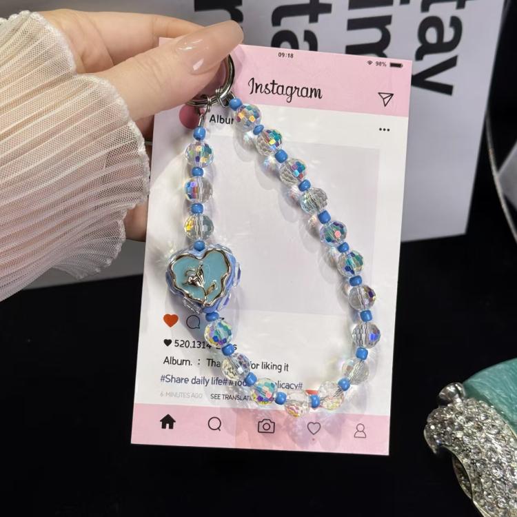 

Rose Heart Beads Mobile Phone Chain(Blue)
