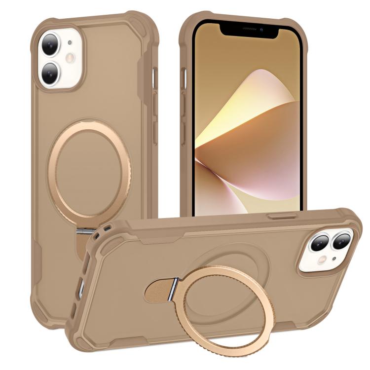 

For iPhone 11 Yingcai Gears MagSafe Holder Shockproof Phone Case(Brown)