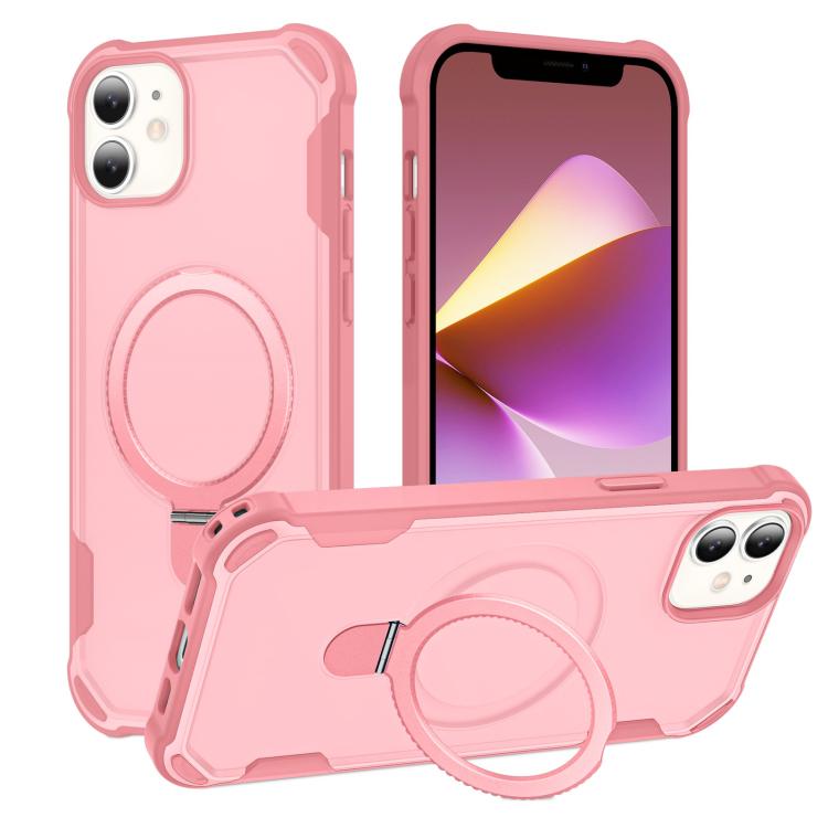 

For iPhone 12 Yingcai Gears MagSafe Holder Shockproof Phone Case(Pink)