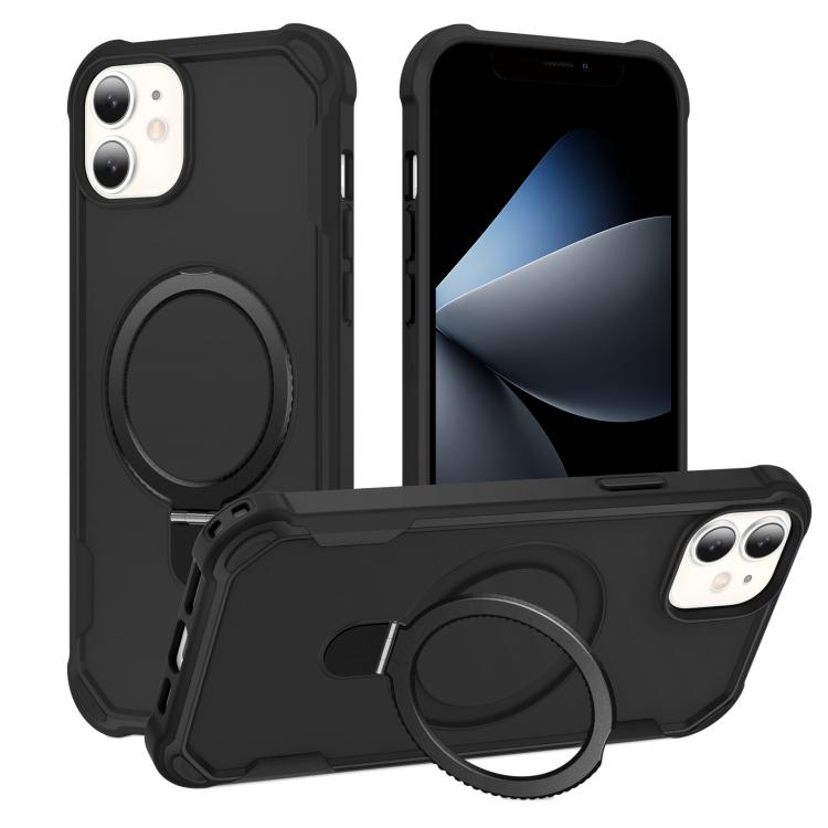 

For iPhone 12 Yingcai Gears MagSafe Holder Shockproof Phone Case(Black)