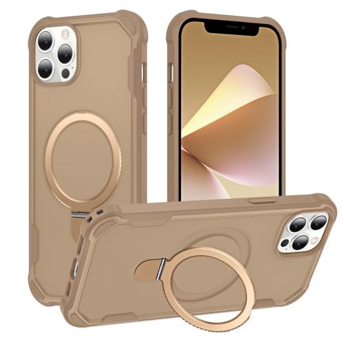 

For iPhone 12 Pro Yingcai Gears MagSafe Holder Shockproof Phone Case(Brown)