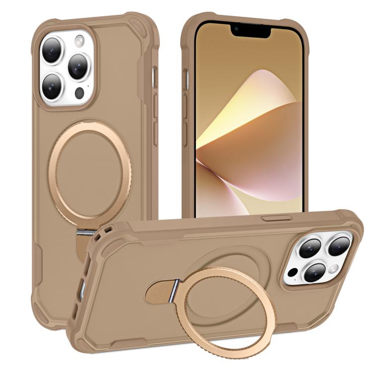 

For iPhone 13 Pro Max Yingcai Gears MagSafe Holder Shockproof Phone Case(Brown)