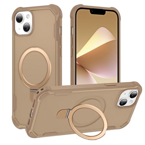 

For iPhone 14 Yingcai Gears MagSafe Holder Shockproof Phone Case(Brown)