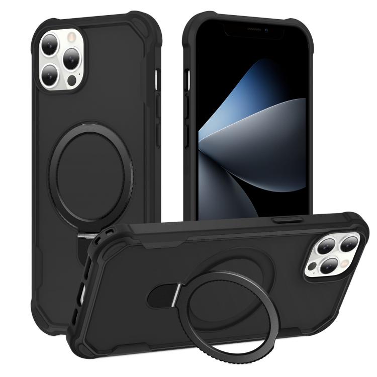 

For iPhone 14 Pro Yingcai Gears MagSafe Holder Shockproof Phone Case(Black)