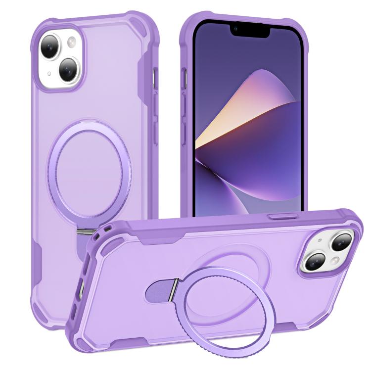 

For iPhone 14 Plus Yingcai Gears MagSafe Holder Shockproof Phone Case(Purple)