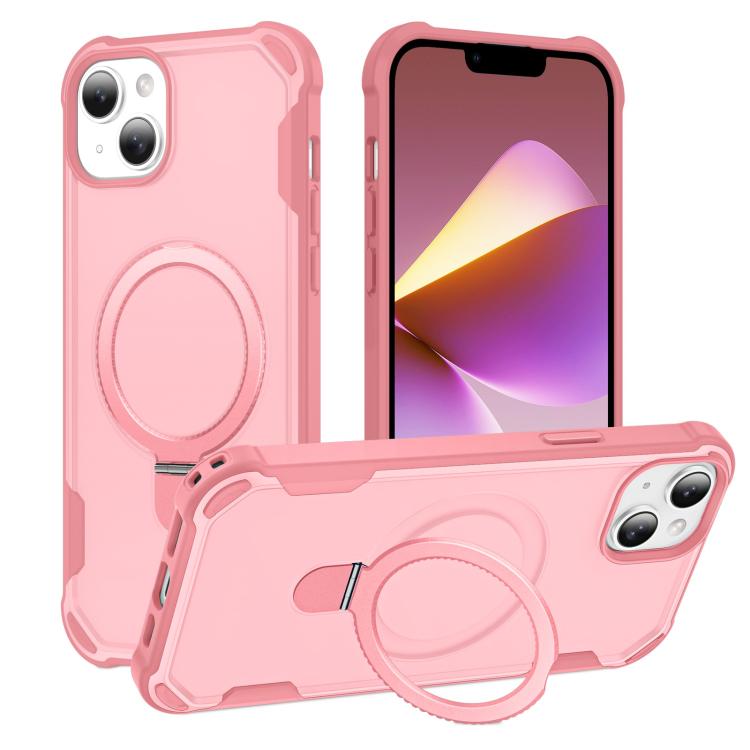 

For iPhone 14 Plus Yingcai Gears MagSafe Holder Shockproof Phone Case(Pink)