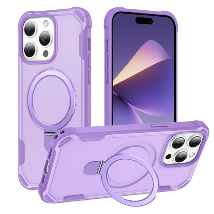 

For iPhone 14 Pro Max Yingcai Gears MagSafe Holder Shockproof Phone Case(Purple)