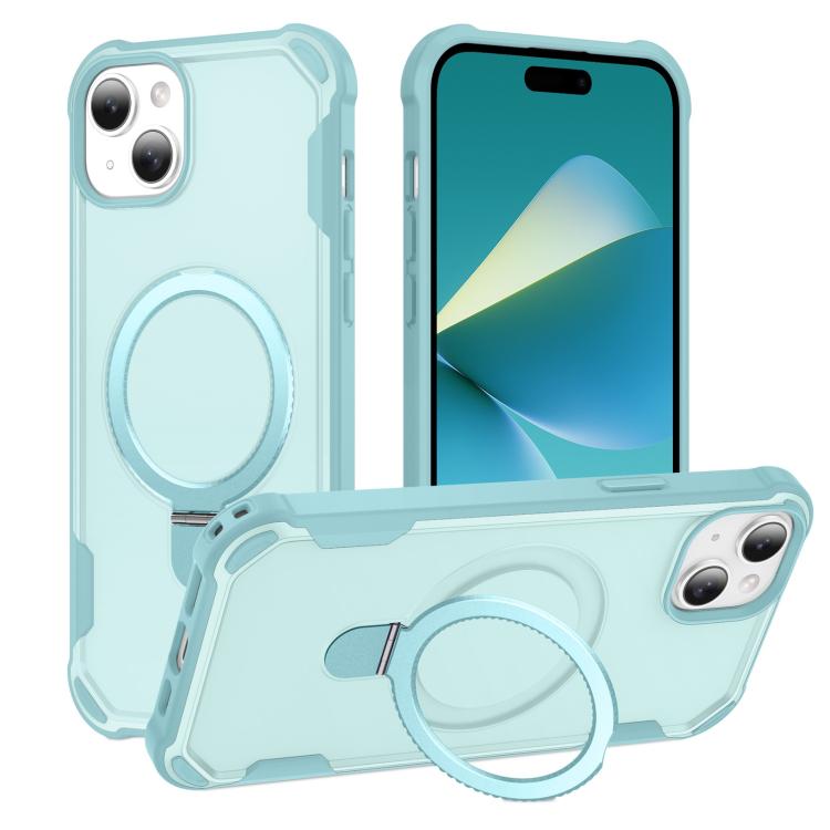 

For iPhone 15 Plus Yingcai Gears MagSafe Holder Shockproof Phone Case(Blue)