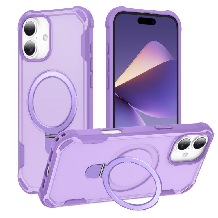 

For iPhone 16 Plus Yingcai Gears MagSafe Holder Shockproof Phone Case(Purple)