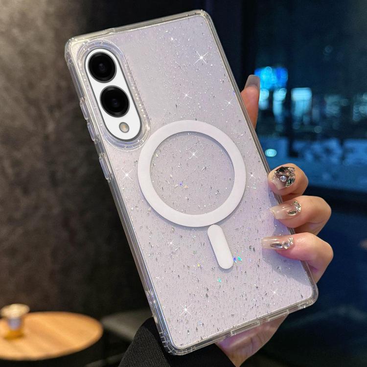 

For Samsung Galaxy S25 Edge 5G Sequins Glitter MagSafe TPU Phone Case(Transparent)