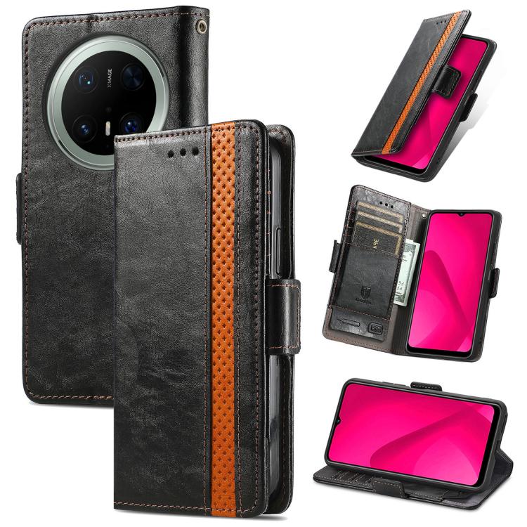 

For Huawei Mate 70 Pro+ CaseNeo Splicing Dual Magnetic Buckle Leather Phone Case(Black)
