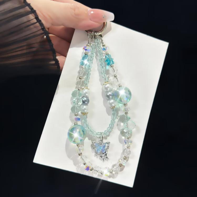 

Bear Butterfly Pearl Mobile Phone Chain(Blue)