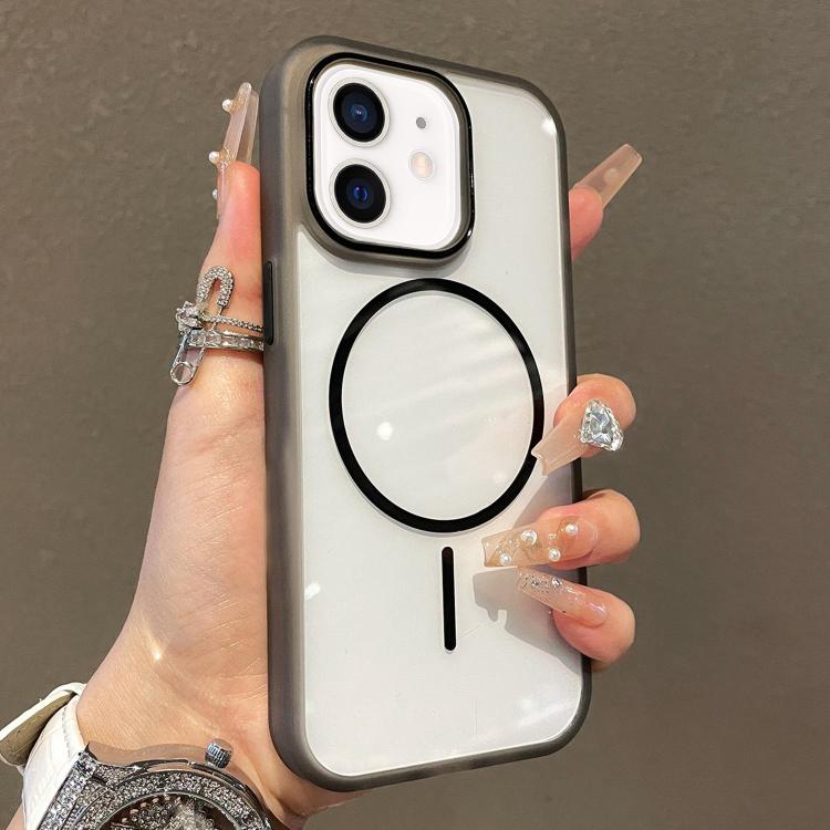 

For iPhone 11 Translucent Armor MagSafe N52 Thin Circle Phone Case(Transparent Black)