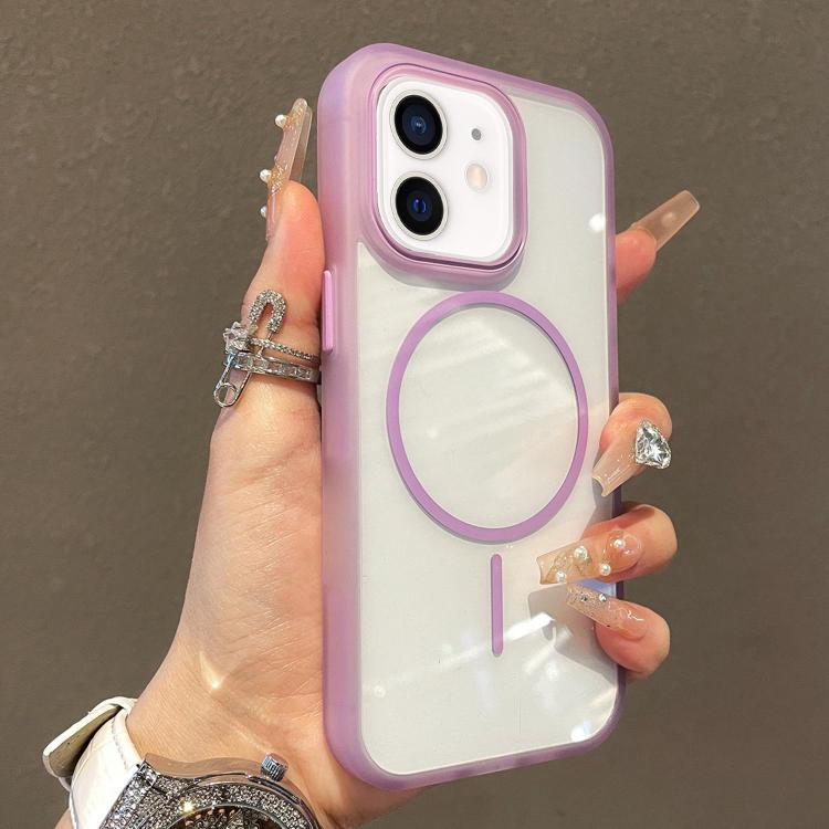 

For iPhone 11 Translucent Armor MagSafe N52 Thin Circle Phone Case(Transparent Purple)