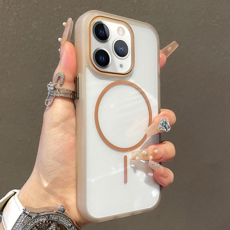 

For iPhone 11 Pro Max Translucent Armor MagSafe N52 Thin Circle Phone Case(Transparent Gold)