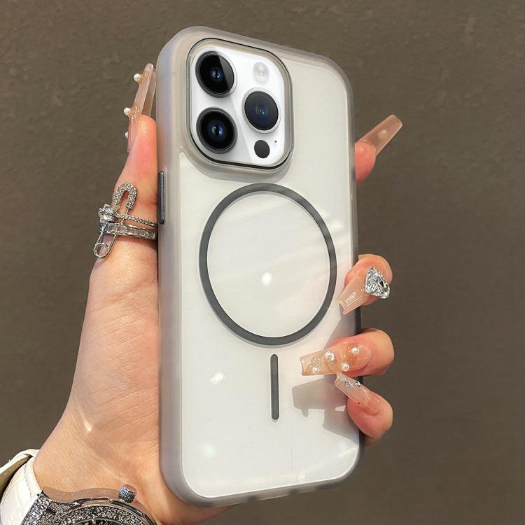 

For iPhone 14 Pro Translucent Armor MagSafe N52 Thin Circle Phone Case(Transparent Grey)