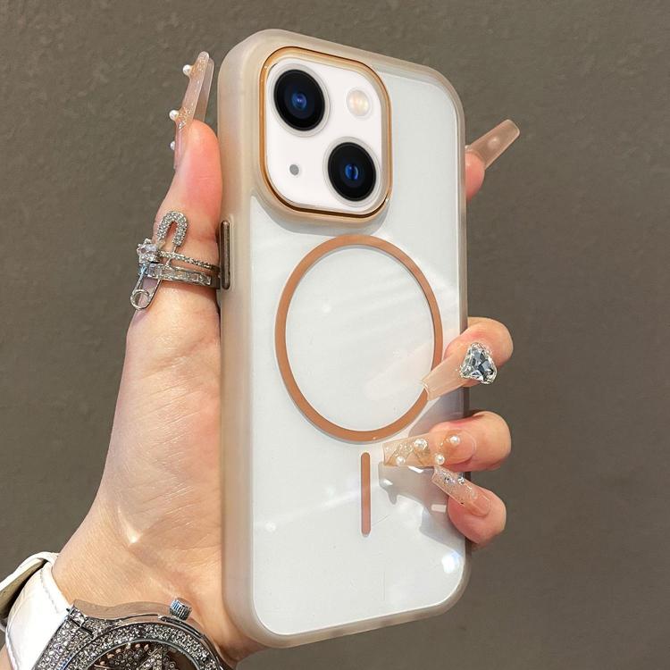

For iPhone 15 Plus Translucent Armor MagSafe N52 Thin Circle Phone Case(Transparent Gold)