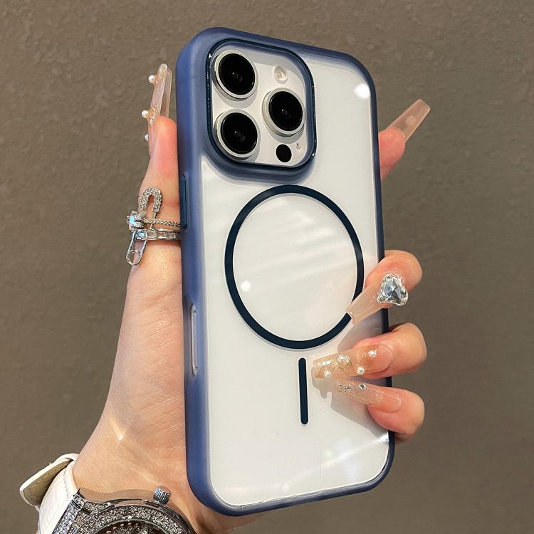 

For iPhone 16 Pro Translucent Armor MagSafe N52 Thin Circle Phone Case(Transparent Blue)