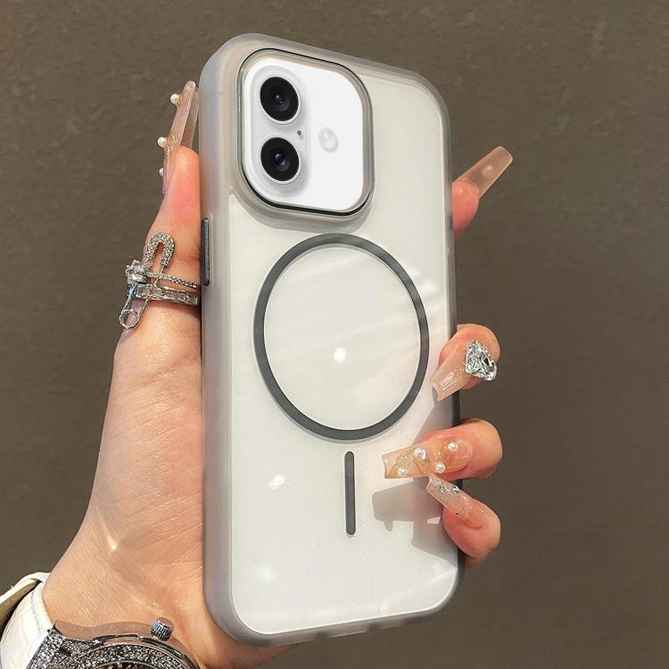 

For iPhone 16 Plus Translucent Armor MagSafe N52 Thin Circle Phone Case(Transparent Grey)