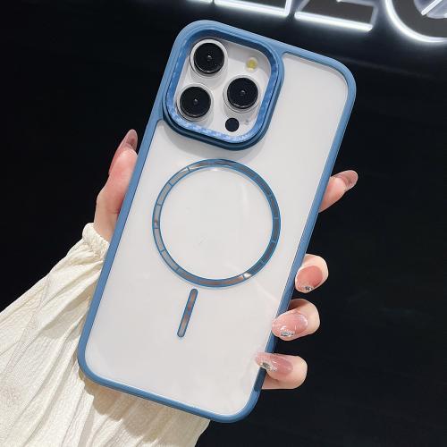 

For iPhone 16 Pro Max Chocolate Transparent MagSafe Shockproof Phone Case(Blue)