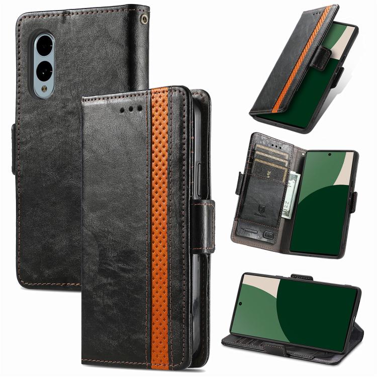 

For Fujitsu Arrows We2 / F-52E CaseNeo Splicing Dual Magnetic Buckle Leather Phone Case(Black)