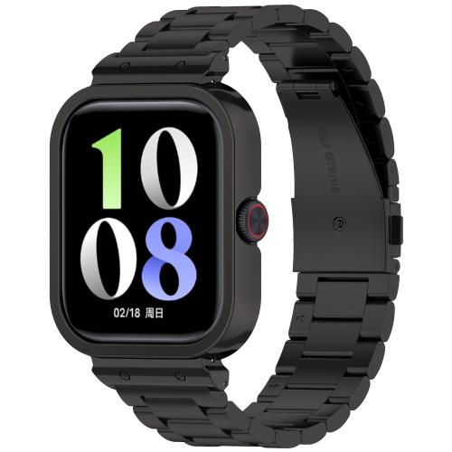 

For vivo iQOO Watch GT Watch Frame Integrated Three Beads Stainless Steel Watch Band(Black)