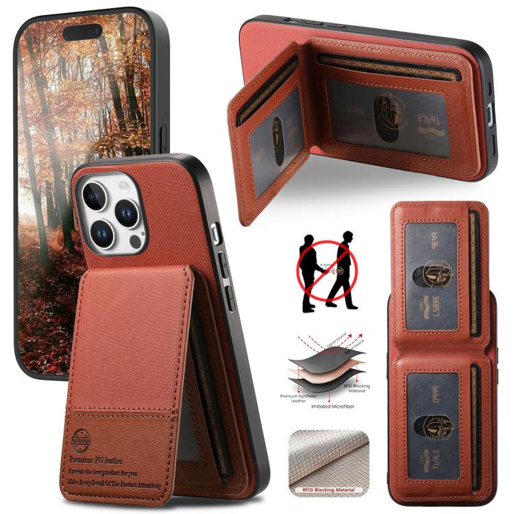 

For iPhone 11 Pro Twill Fabric Leather Vertical Flip RFID Card Bag Phone Case(Brown)