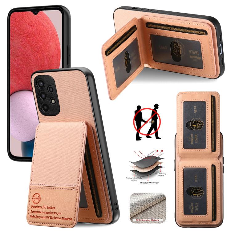 

For Samsung Galaxy S21 Ultra 5G Twill Fabric Leather Vertical Flip RFID Card Bag Phone Case(Pink)