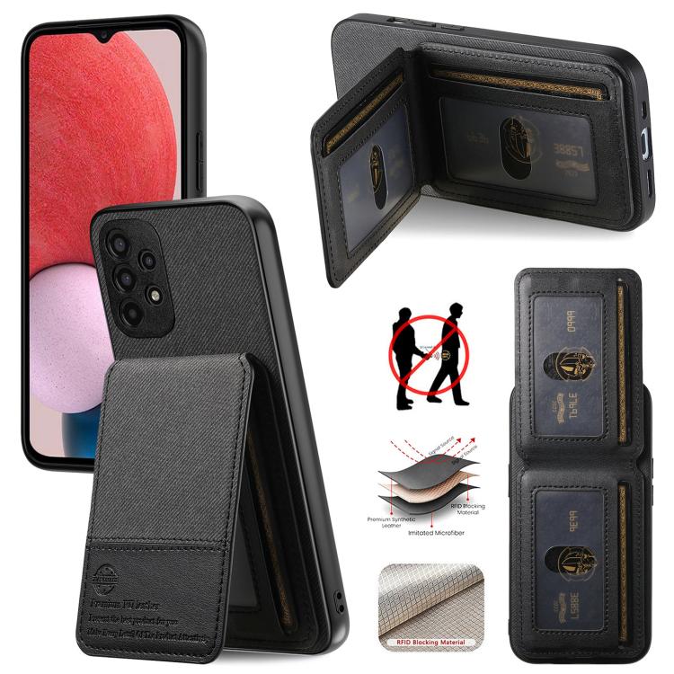 

For Samsung Galaxy S21 Ultra 5G Twill Fabric Leather Vertical Flip RFID Card Bag Phone Case(Black)