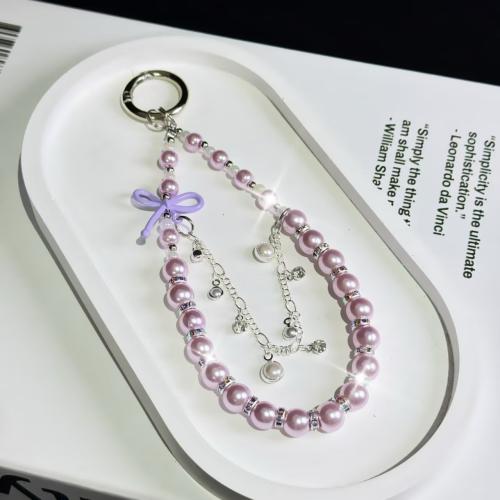 

Bow Glass Pearl Mobile Phone Chain(Purple)
