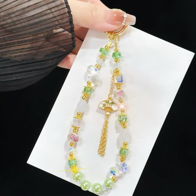 

Fan Pendant Tassel Beads Mobile Phone Chain(Green)