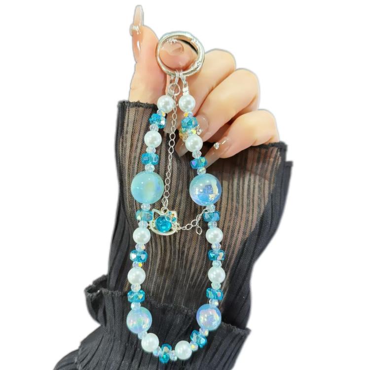 

Alloy Pendant Cat Heidi Beads Mobile Phone Chain(Blue)