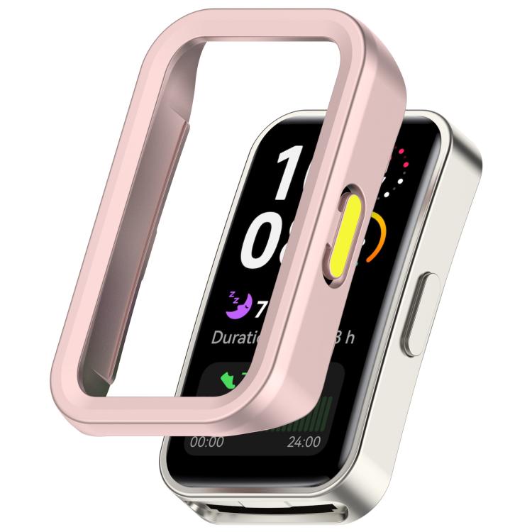 

For Huawei Band 10 / 10 NFC / 9 / 9 NFC Half Coverage Hollow PC Watch Protective Case(Pink Green)