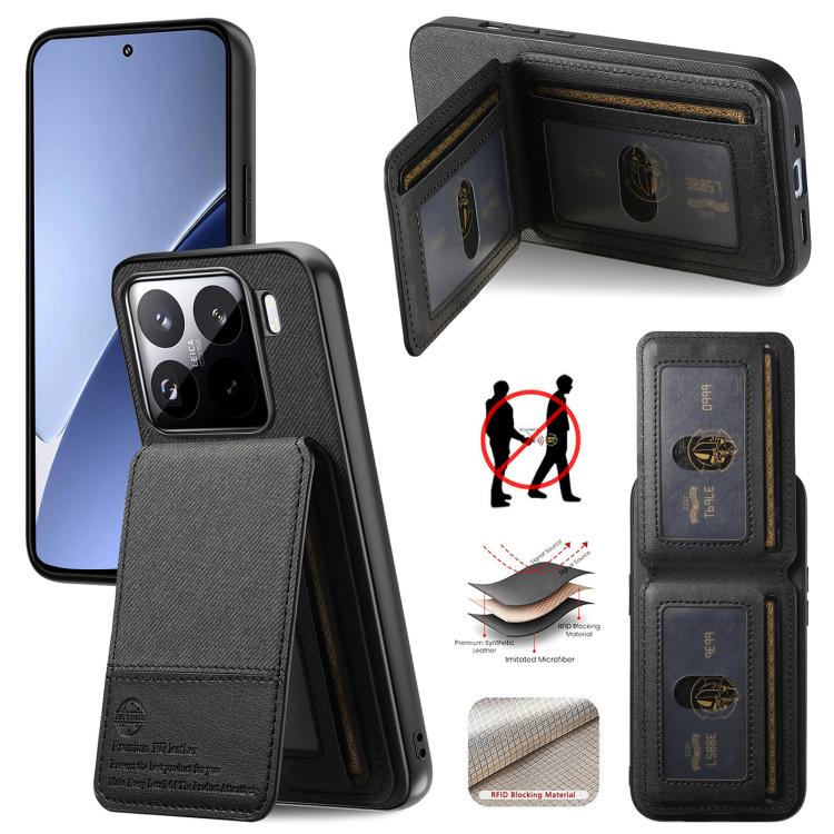 Coque Portefeuille Pour Xiaomi 15T Pro - Cuir PU Avec Protection RFID - Porte-cartes Et Support - Noir
