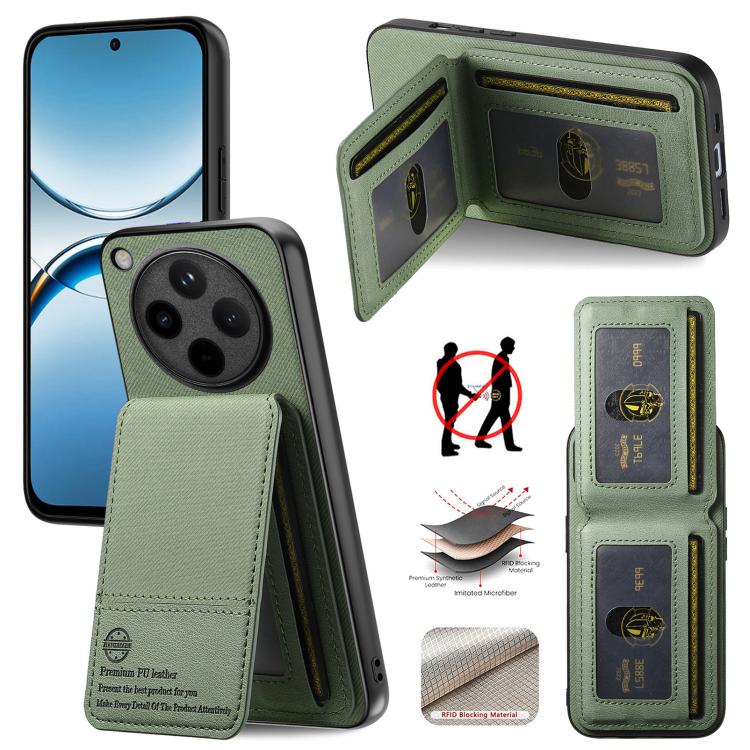 

For OPPO Find X8 Twill Fabric Leather Vertical Flip RFID Card Bag Phone Case(Green)