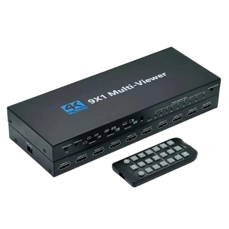 

JQF1 9 in 1 Out Switch Adapter Screen Splitter 4K HDMI Multi Viewer Switcher, Plug:US Plug