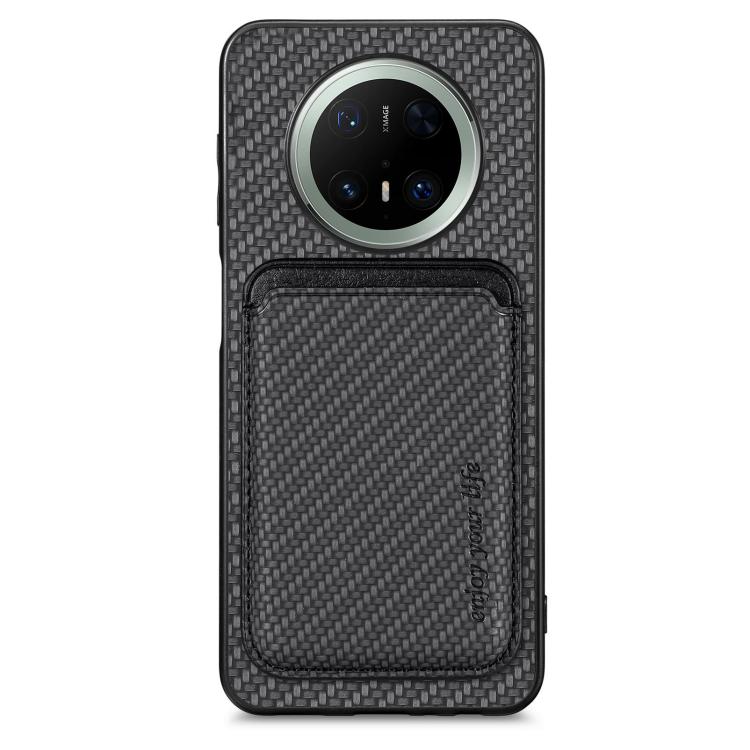 

For Huawei Mate 70 Pro+ Carbon Fiber Leather Card Magsafe Phone Case(Black)
