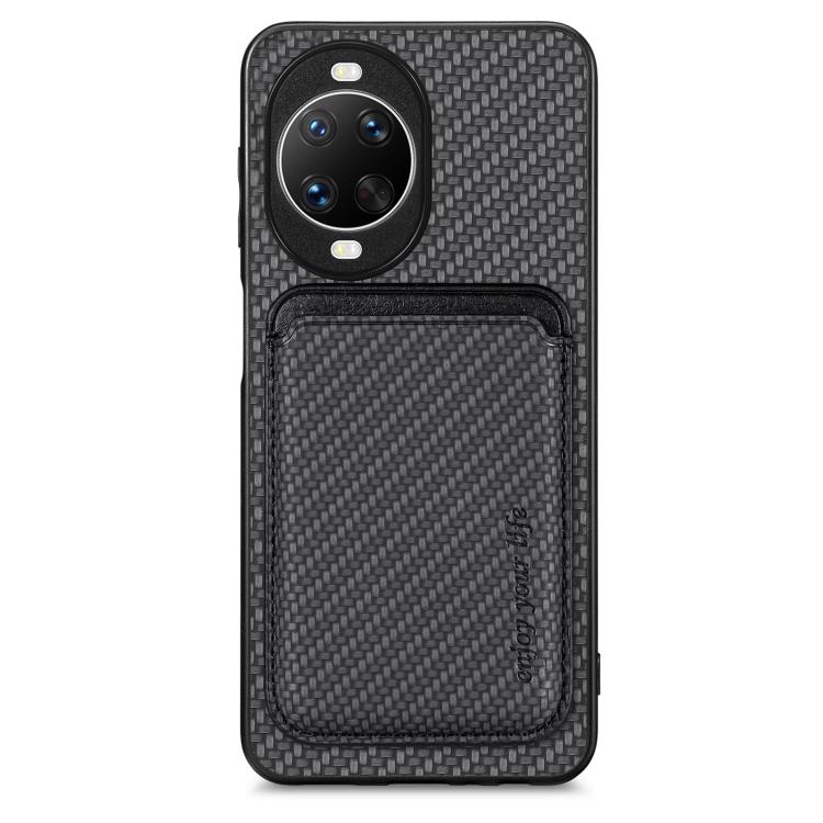 

For Huawei nova 14 Ultra Carbon Fiber Leather Card Magsafe Phone Case(Black)