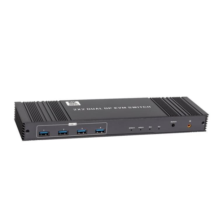 

K10-2 For 2 Computers/Monitors USB 3.0 Dual DP Output 8K 60Hz 2x2 Version 2.1 KVM Switcher, Plug:US Plug