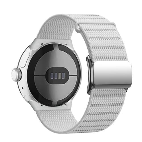 

For Google Pixel Watch 3 45mm Magnetic Buckle Nylon Watch Band(White)