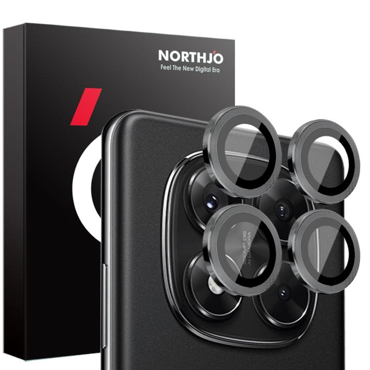

For Xiaomi Redmi Note 14 Pro 5G NORTHJO Camera Lens Protector CD Metal Ring Tempered Glass Film(Black)
