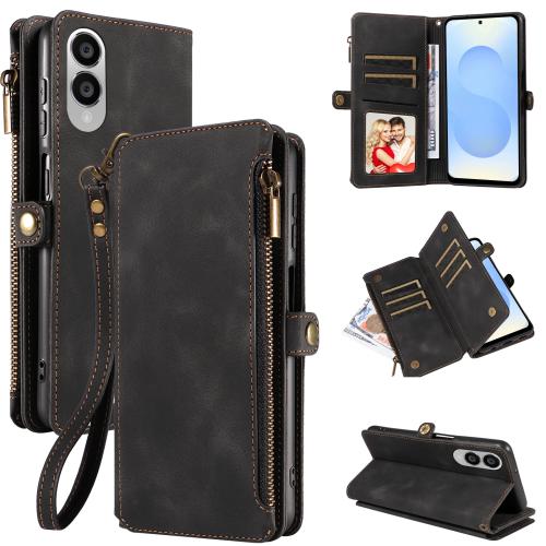 

For Samsung Galaxy S25 Edge 5G Fantasy Multifunctional Zipper Wallet Leather Phone Case(Black)