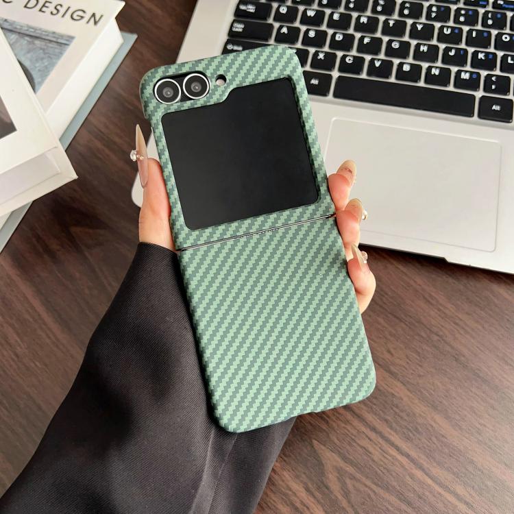 

For Samsung Galaxy Z Flip6 5G Carbon Fiber PC MagSafe Phone Case(Green)