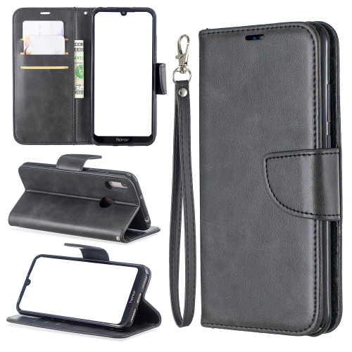

Retro Lambskin Texture Pure Color Horizontal Flip PU Leather Case for for Huawei Y6 2019 & Y6 Pro 2019, with Holder & Card Slots & Wallet & Lanyard(Black)