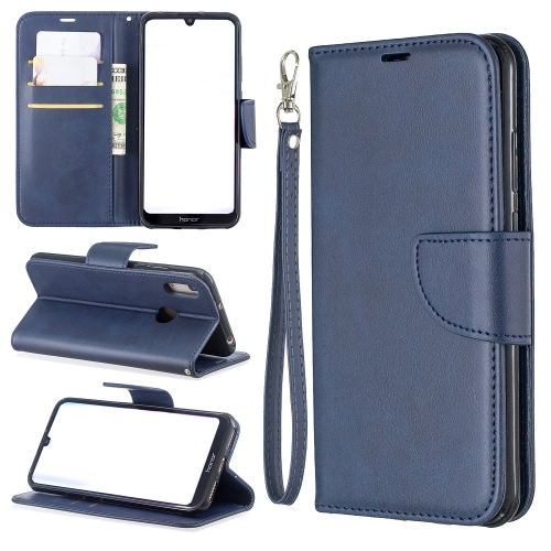 

Retro Lambskin Texture Pure Color Horizontal Flip PU Leather Case for for Huawei Y6 2019 & Y6 Pro 2019, with Holder & Card Slots & Wallet & Lanyard(Blue)