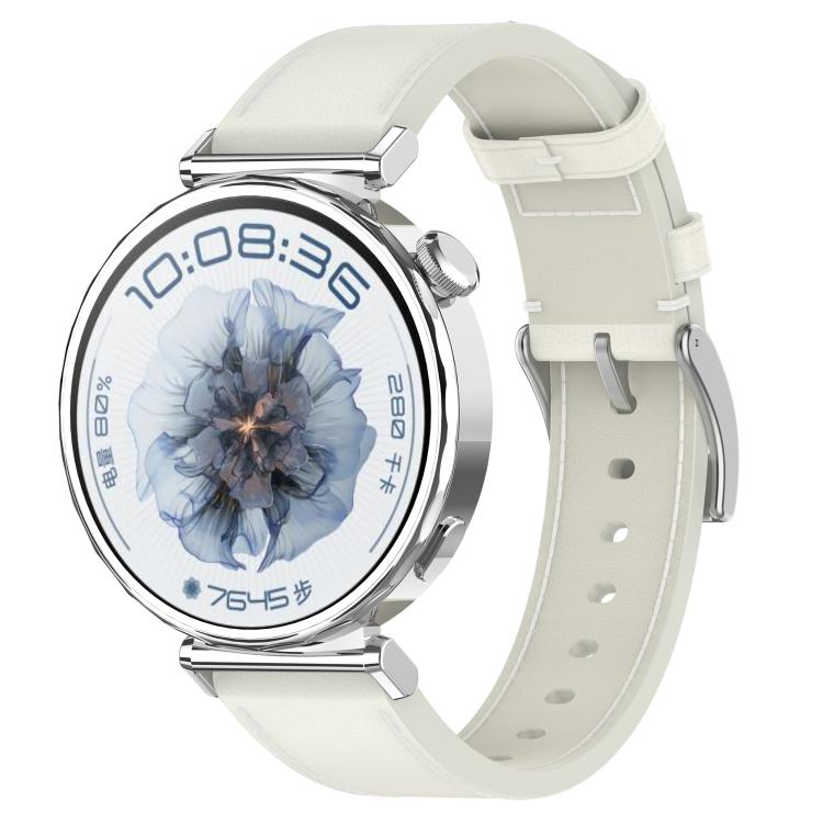 

18mm Press Button Leather Watch Band(White)