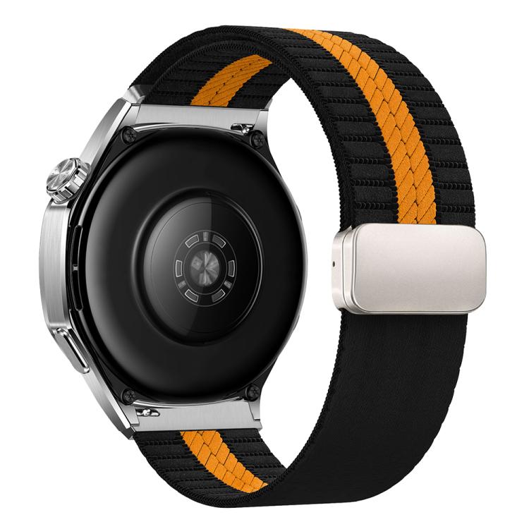 

22mm Striped Magnetic Buckle Nylon Watch Band(Black Orange)