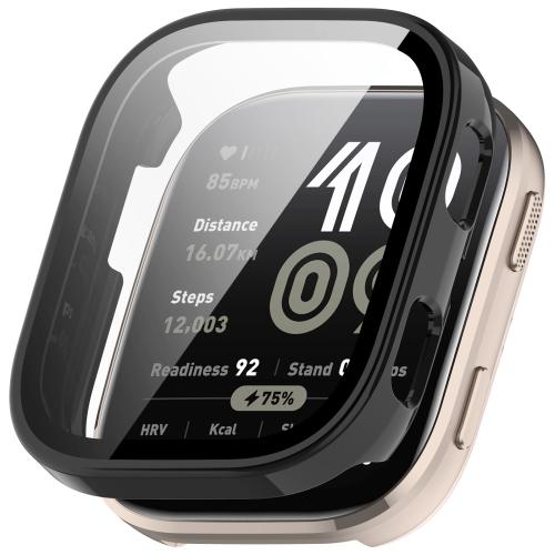 

For Amazfit Bip 6 Tempered Film Integrated PC Watch Protective Case(Glossy Black)